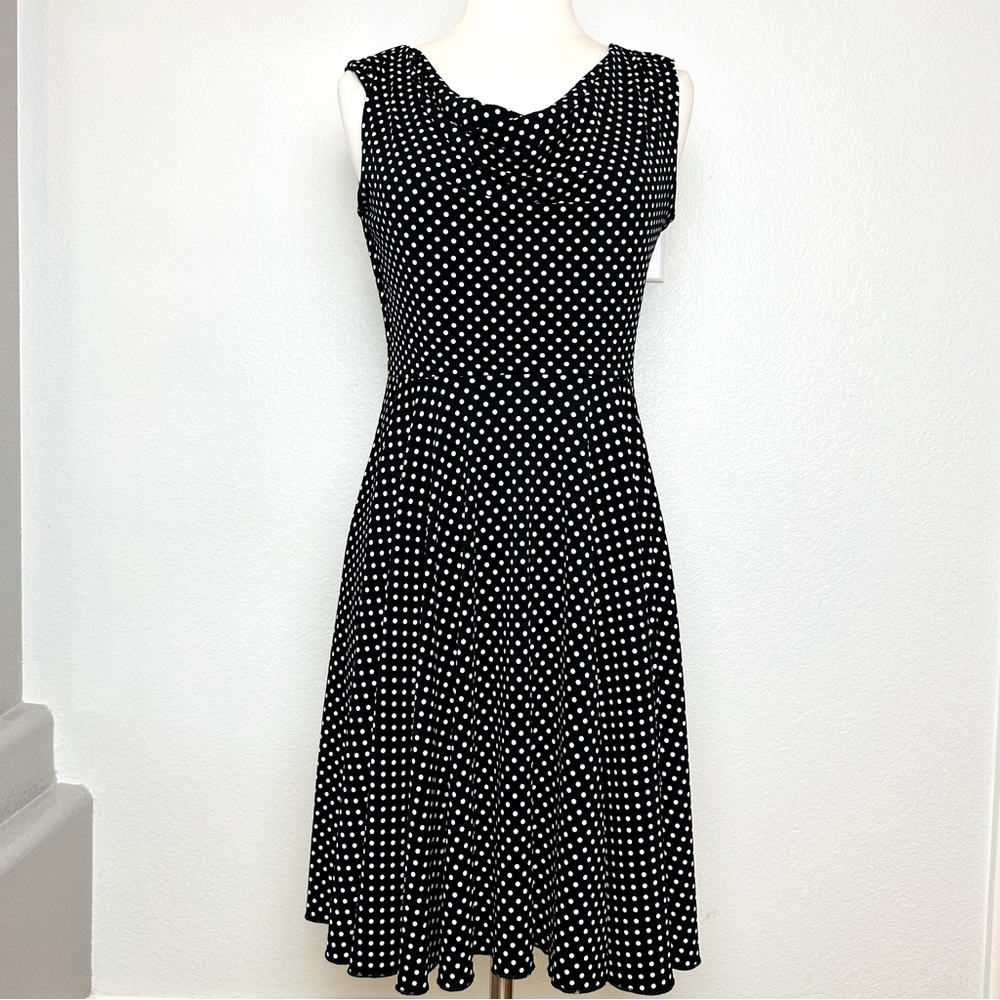 Valerie Bertinelli Dress Women’s 4 Black & White Polka Dot Cowl Neck Pull Over